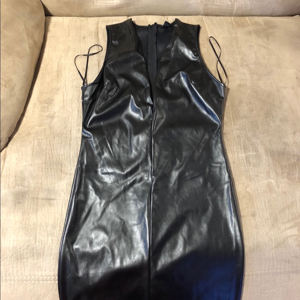 Black leather dress